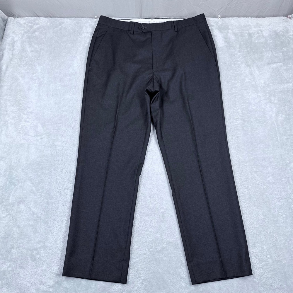 Santorelli Romeo Wool Dress Pants Mens 34x28 Charcoal Grey Luxury Serge Italy